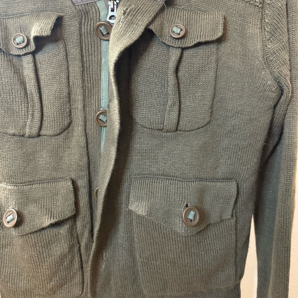 Weatherproof Vintage Olive Knit Jacket - Picture 2 of 9